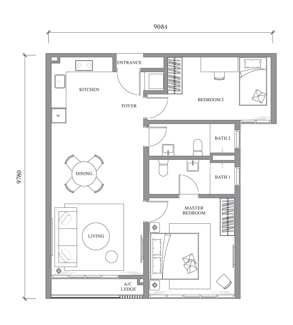 Type A1 indicative floor plan for River Park