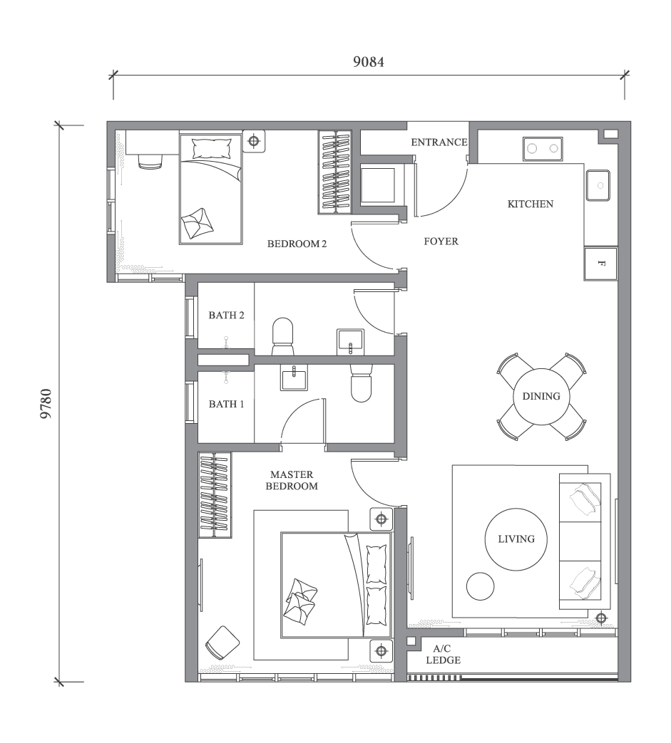 Type A2 indicative floor plan for River Park